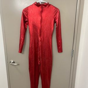 Brittney Spears Red Latex Jumpsuit Costume